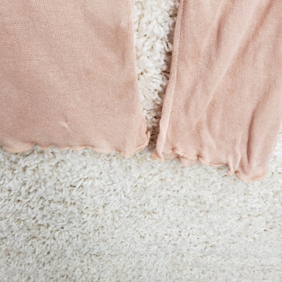 osklen women US small peach modal base layer long sleeve knit top lettuce hem - Picture 6 of 9